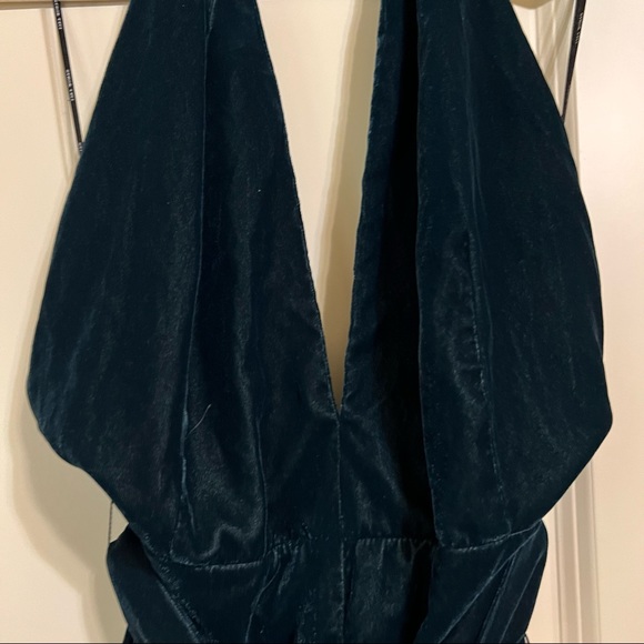 Zara Deep Teal Halter Velvet Jumpsuit - Picture 11 of 12